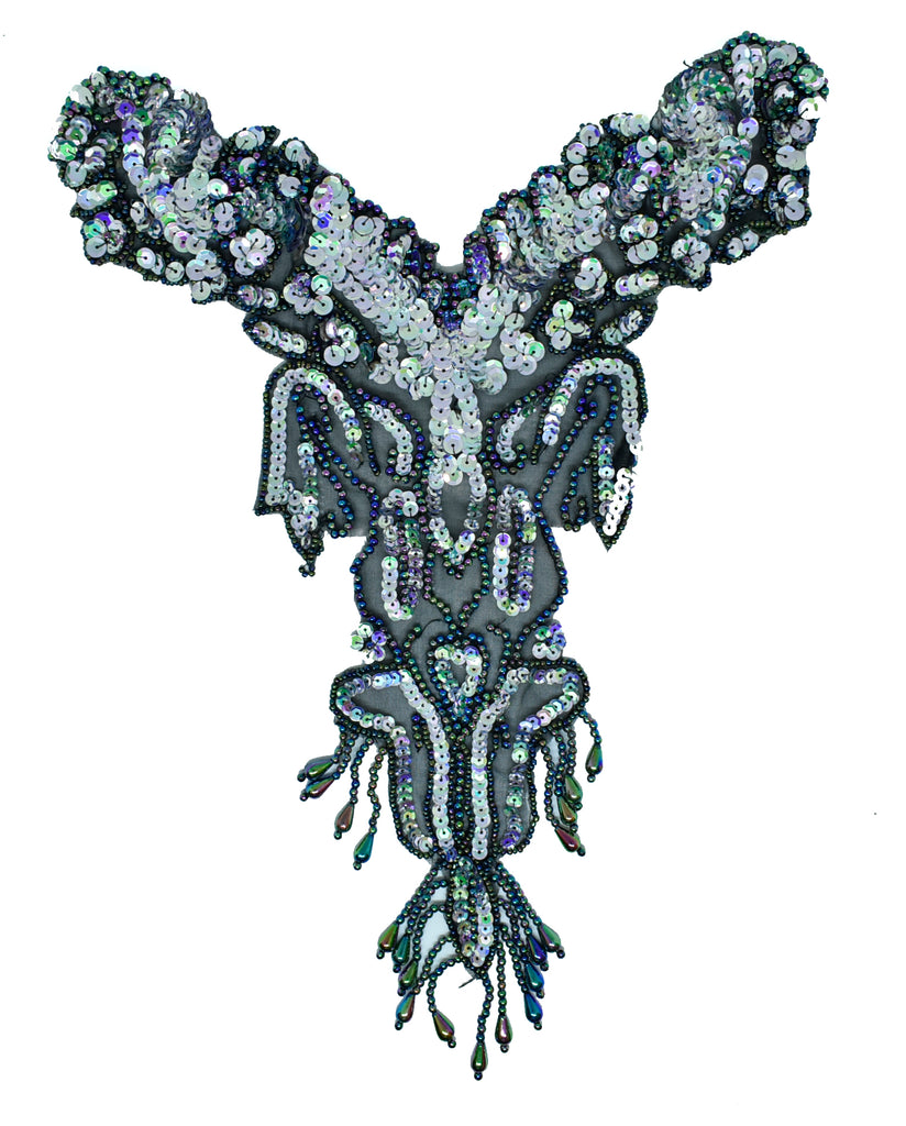 12" x 12" Beaded Sequins & Fringe Applique