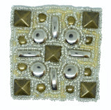 2.5" x 2.5" Antique Square Studs Iron on Patch