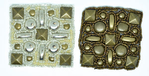 2.5" x 2.5" Antique Square Studs Iron on Patch