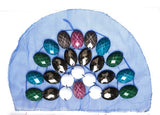 8" x 5.5" Half-dome Medium size applique on Mesh Fabric with Assorted Decorative Plastic Gems