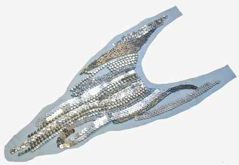 20" x 8.5" Fabulously design Applique / Neckline Collar  with Beads & Sequins
