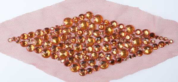 Shiny Acrylic Beads on Mesh Fabric Applique / Diamond shape / Sew on/ Garments - Target Trim