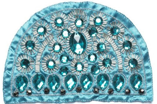 Medium Size Applique with Shiny & Colorful Acrylic Stones / Satin Fabric / Sew on - Target Trim