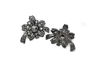 Vintage Flower Rhinestone Brooch Target Trim