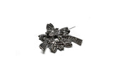 Vintage Flower Rhinestone Brooch Target Trim