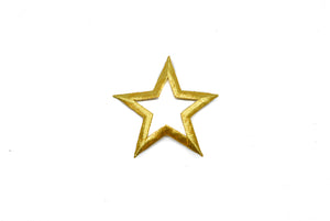 Embroidered Gold Iron on Star Patch Applique 3.30" x 3.50" - 1 Piece