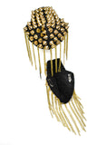 Gold Studded Shoulder Epaulet with Dangling Chains Target Trim