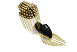 Gold Studded Shoulder Epaulet with Dangling Chains Target Trim