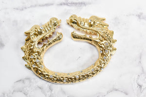 Gold Dragon Head Rhinestone Buckle 5.75" x 3.50" - 1 Piece