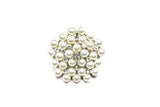 Silver Pearl Brooch Pin with Crystal Flowers Target Trim