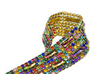 Multi-Color Rhinestone Trim with Gold Cupping 1.50" - 1 Yard