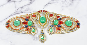 Dangling Rhinestone with Gem Buckle Applique