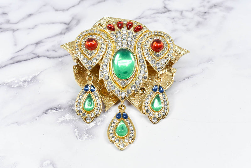Dangling Rhinestone with Gem Buckle Applique