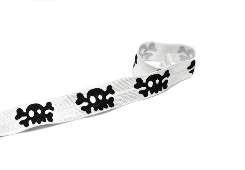 Skull Print Fold-over Elastic 0.63" - 1 Yard