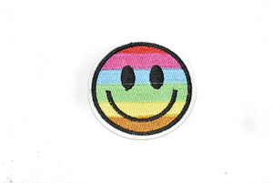 Embroidered Rainbow Smiley Face Iron-On Patch 2" | Smiley Face Patch Applique - Target Trim