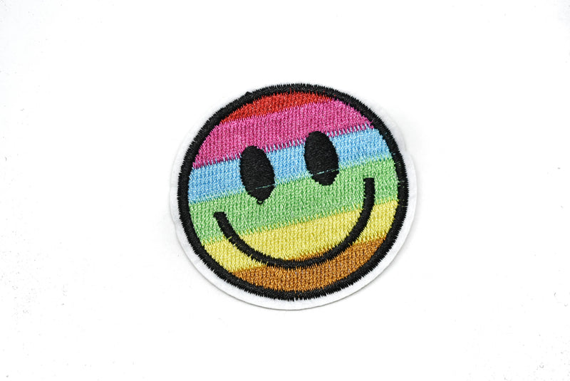 Embroidered Rainbow Smiley Face Iron-On Patch 2" | Smiley Face Patch Applique - Target Trim