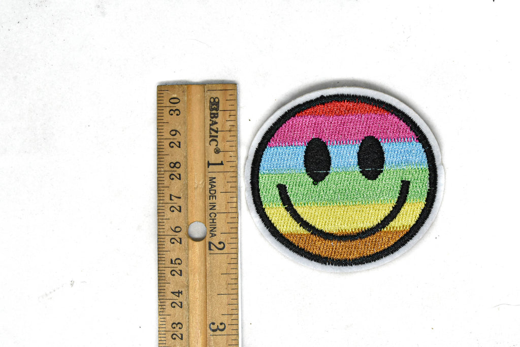 2.00 Rainbow Smiley Face Iron Patch Applique- Fabric Patch