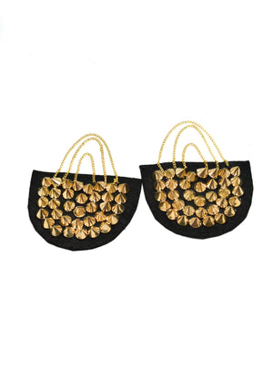 Gold Studded Shoulder Epaulet with Dangling Chains - Target Trim