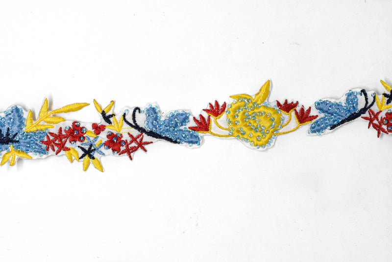 Beaded Floral Trim 1.75" - 1 Yard - Target Trim