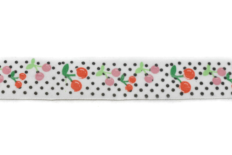 Cherry Print Fold-Over Elastic 0.63" - 1 Yard