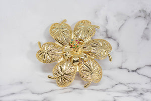 Gold Flower Buckle w/Colorful Rhinestones