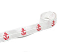 Red Anchor Print Fold-Over Elastic 0.63" - 1 Yard