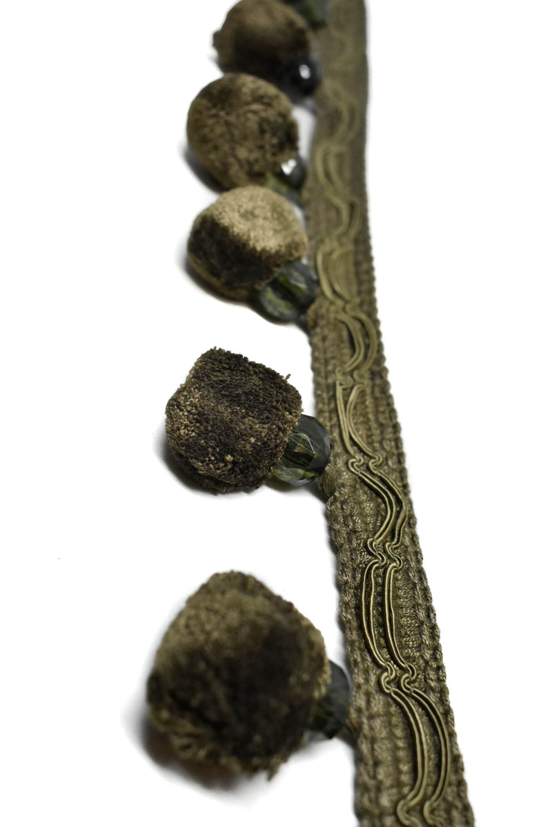 Army Green Pom-Pom Tassel Fringe Trim -  Trim