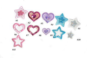 Sequins Heart and Star Patch Applique 1.75" or 2.50" | Shapes Patch Applique - Target Trim