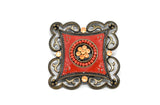 Unique Red and Orange Rhinestone Brooch Target Trim