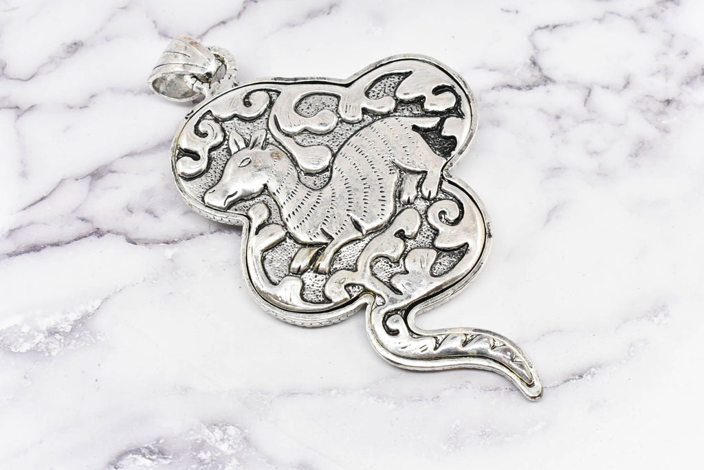 Double Sided Silver Snake Pendant