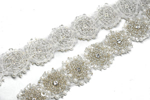 Rhinestone and Beaded Flower Iron-on Trim - Target Trim