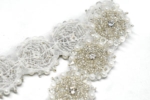 Rhinestone and Beaded Flower Iron-on Trim - Target Trim