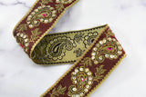 Paisley Handcrafted Indian Trim | Paisley Sequins Trim | Embroidered Paisley Trim | Embroidered Trim | Paisley Pattern | 2.50" Indian Trim