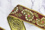 Paisley Handcrafted Indian Trim | Paisley Sequins Trim | Embroidered Paisley Trim | Embroidered Trim | Paisley Pattern | 2.50" Indian Trim