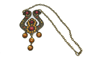 Antique Necklace with Colored Gems - Necklace