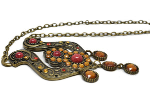 Antique Necklace with Colored Gems - Necklace