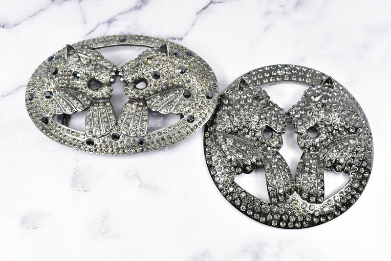 Metal Rhinestone Double-Headed Lion Buckles