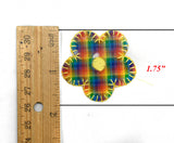 3D Rainbow Heart and Flower Iron-On Patch - Heart Patch | Flower Patch