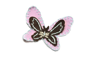 Pink Felt Butterfly Applique 3.50" x 2.50" | Pink Butterfly Patch Applique - Target Trim