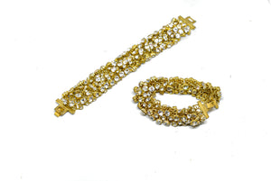 Gold Bracelet with Clear Rhinestones (One-Size)