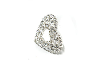 Rhinestone Heart Brooch with Pin 2" Target Trim