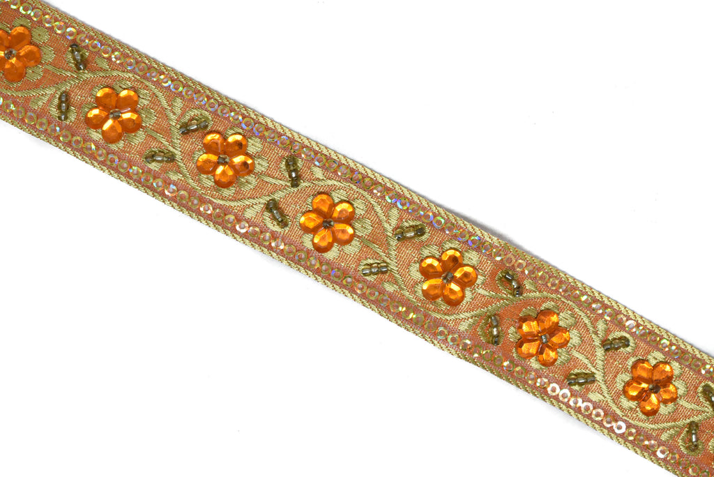 Sequins Embroidered Floral Indian Trim 1" - 1 Yard