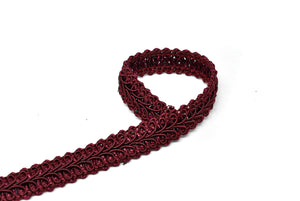 Burgundy Floral Gimp Trim 1/2"  - 1 Yard