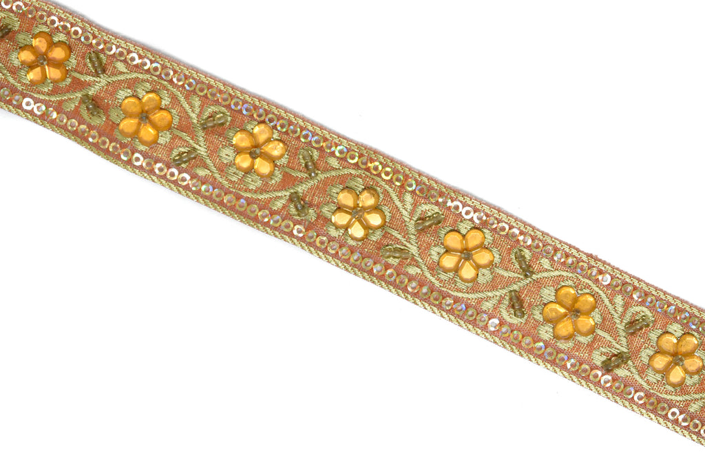 Sequins Embroidered Floral Indian Trim 1" - 1 Yard