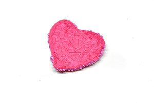 Pink and Rhinestone Pearl Heart Applique 4" x 3.50" | Pink Heart Patch Applique - Target Trim