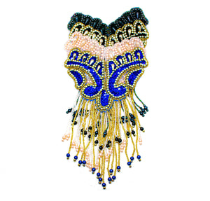 Beaded Dangling Fringe Applique 8.50" x 5.50" - Applique