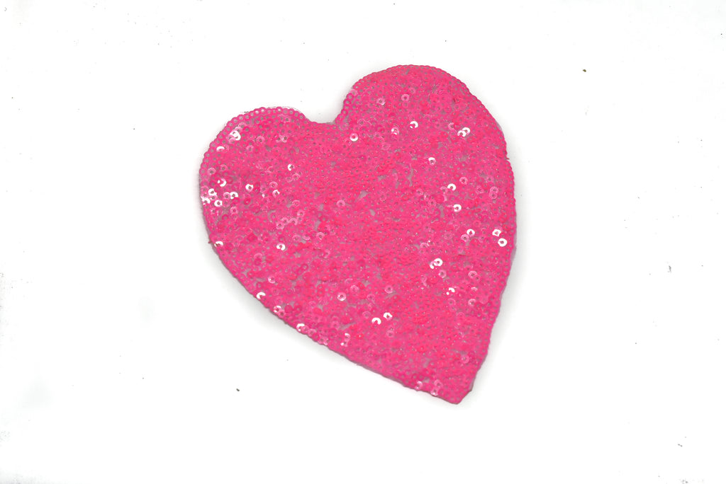 Pink Sequins Heart Patch Applique 4.50" x 5" - Target Trim