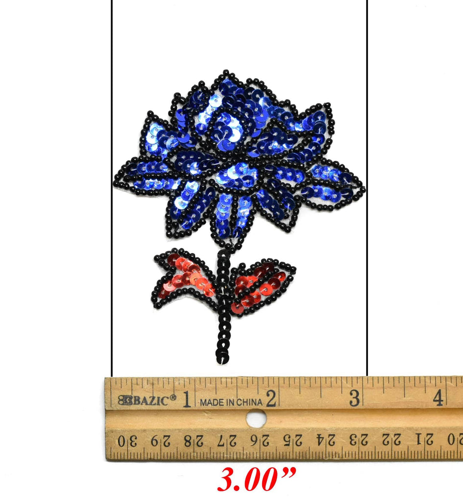 Sequins Iron-on Flower Applique with Black Beads 3" x 3.50" | Flower Patch Applique - Target Trim