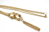 Gold Necklace with Rings and Dangling Chain