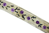 Sequins Beaded Embroidered Floral Indian Trim 1.125"- 1 Yard